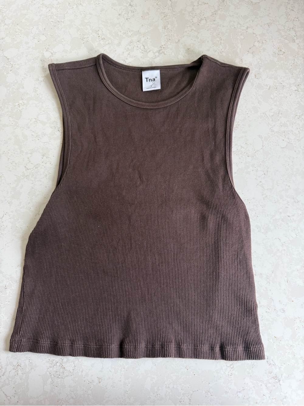 Aritzia TNA Ribbed Sleeveless Tank Top - Brown